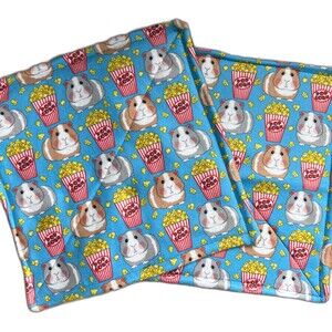 Guinea Pig P Piddle Pads Washable Fleece 12” Pair Lot 2 New Popcorn